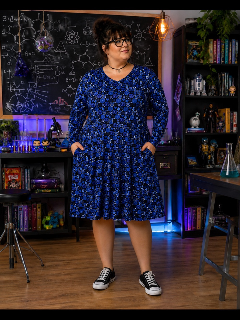 NWT Svaha USA 3X Blue STEAM Science Print Cotton Dress